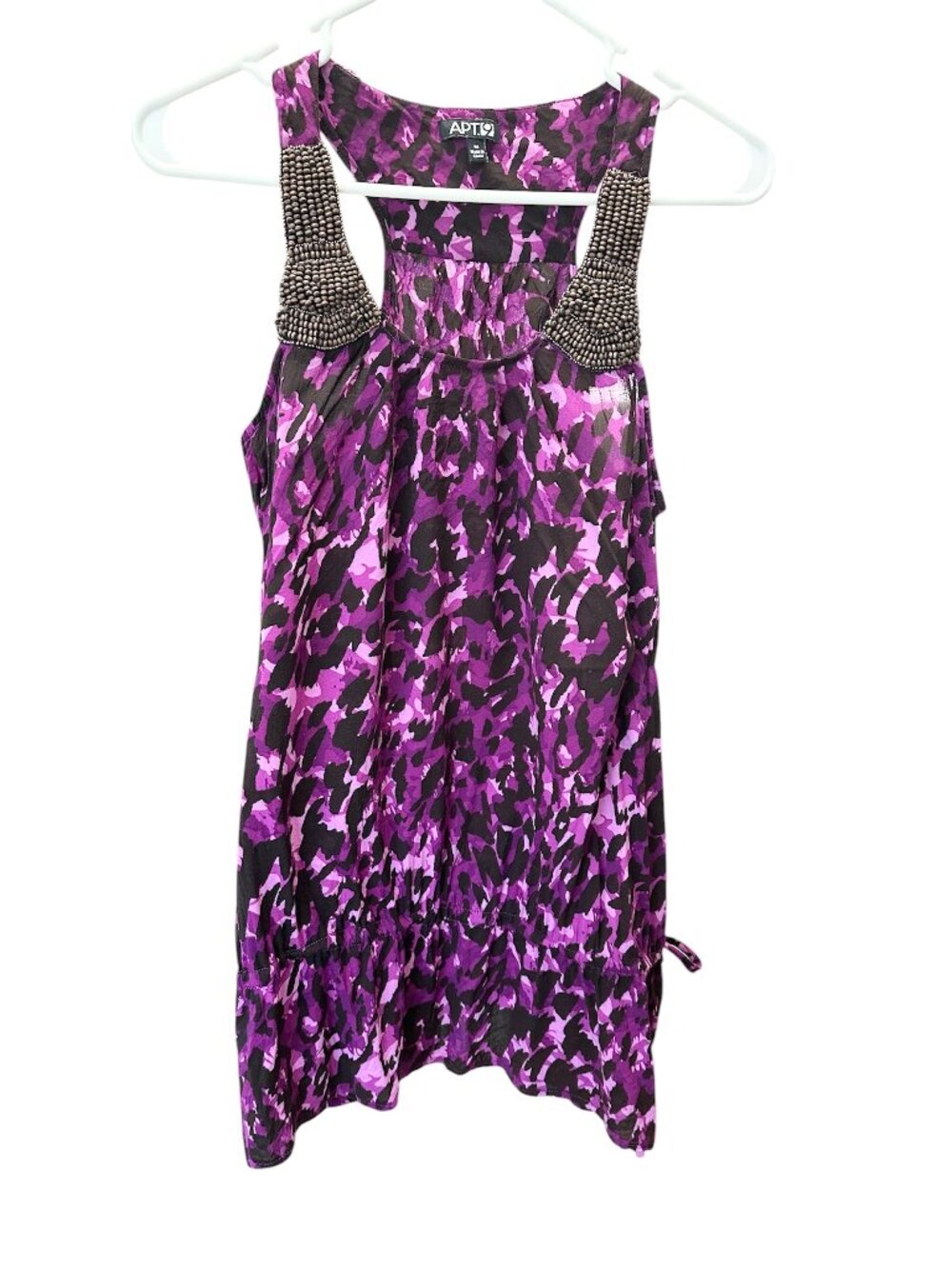 Apt. 9 Women Tank Top Purple/Black Size Medium with Beaded Design Pre-owned